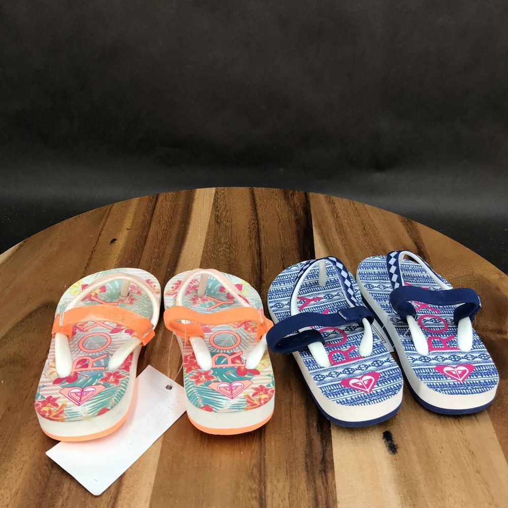 Roxy Multicolor Flip Flops Slip On Slingback Sandals - 2 Pack - Little Kids 6 - Picture 3 of 7